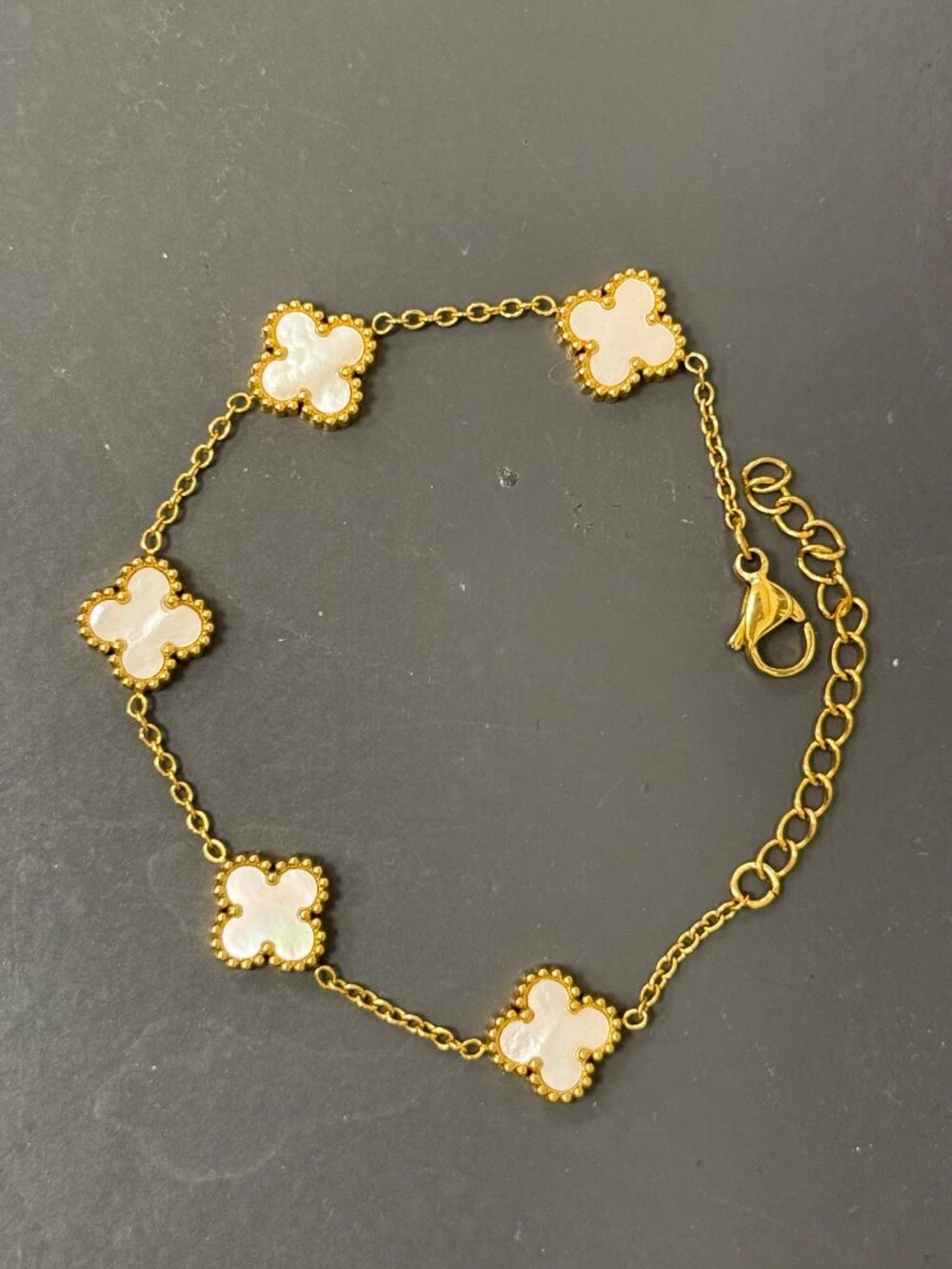 S925 Gold Four Leaf Clover Bracelet Lucky Link